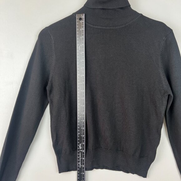 Pink Martini Black Turtleneck Sweater Medium Elegant Fitted Chic NWT - Picture 5 of 7